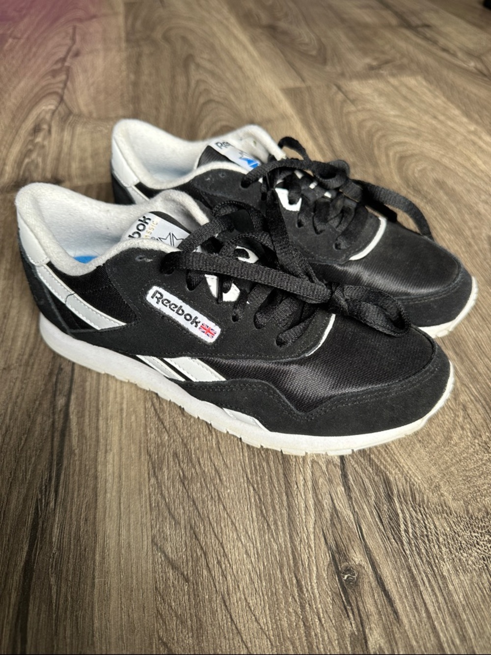 Reebok Classic Black and White Suede & Nylon Sneakers